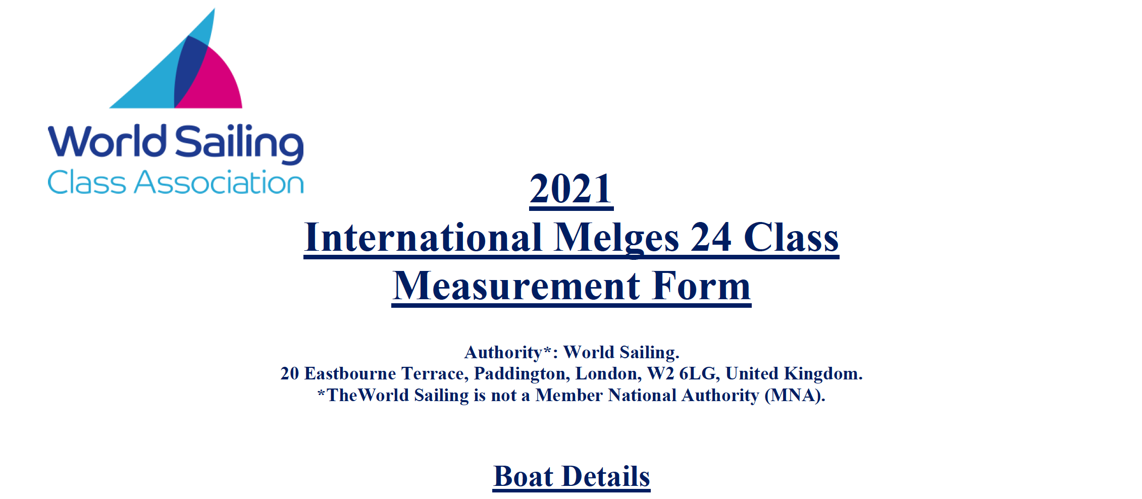 Updated Melges 24 Class Measurement Form available International